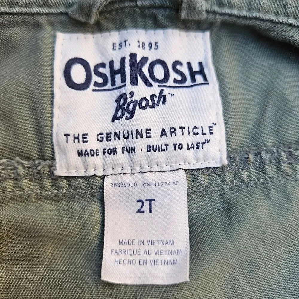 OshKosh B'Gosh Army Green Hooded Utility Jacket Size 2T
